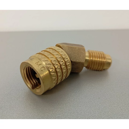 Csatlakozó/átalakító adapter 45 fokos R410A/R32 1/4"*5/16 90416