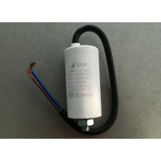 Üzemi kondenzátor 6 µF kábeles